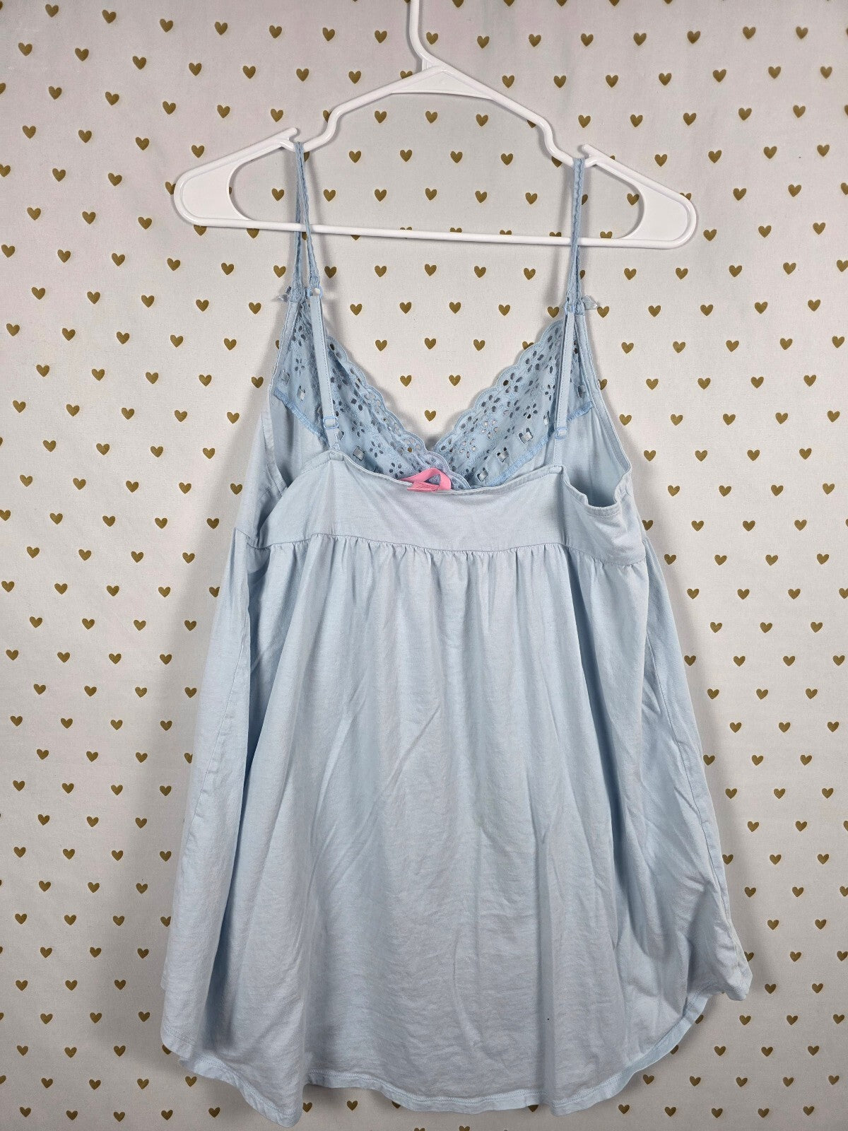 Victorias Secret Vintage Cotton Blue Eyelet Nightie Sleep Dress Lingerie Medium