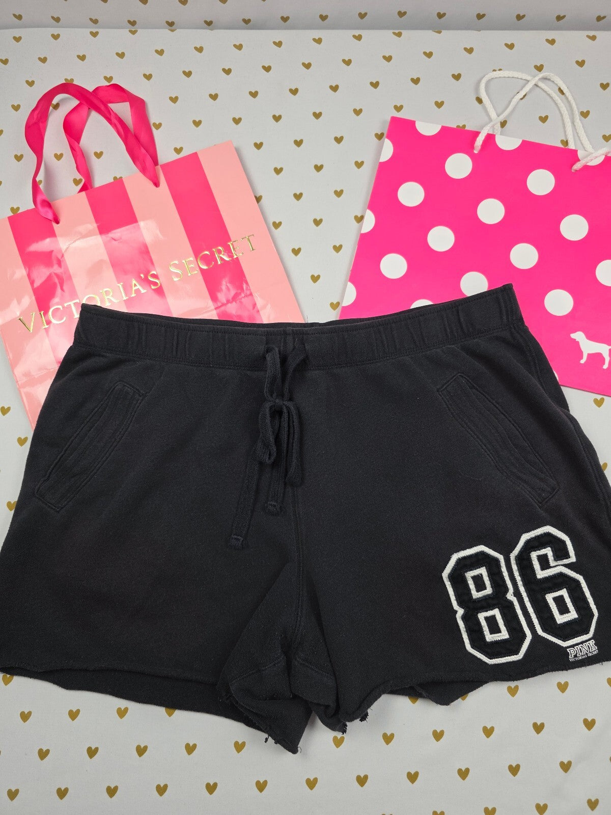 Victorias Secret PINK Vintage 86 Logo y2k Sweat Shorts Medium