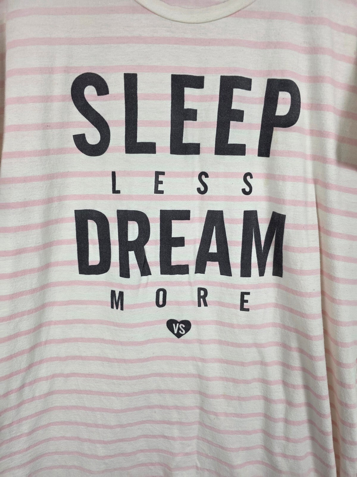 Victorias Secret Nightgown SLEEP Less Dream More Sleep Pajama LARGE Striped