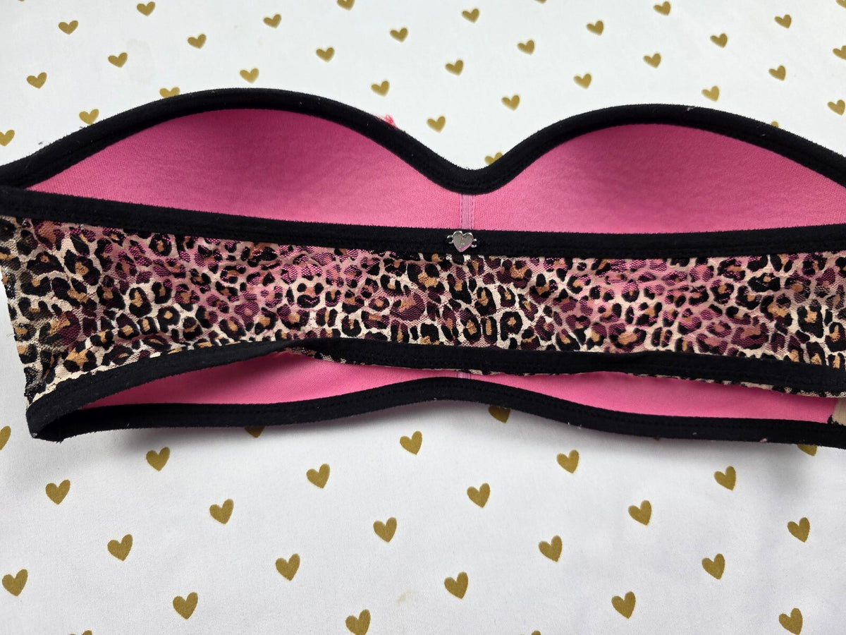 Victorias Secret Pink Cheetah Leopard Bandeau Large Bralette Bra Top Tank