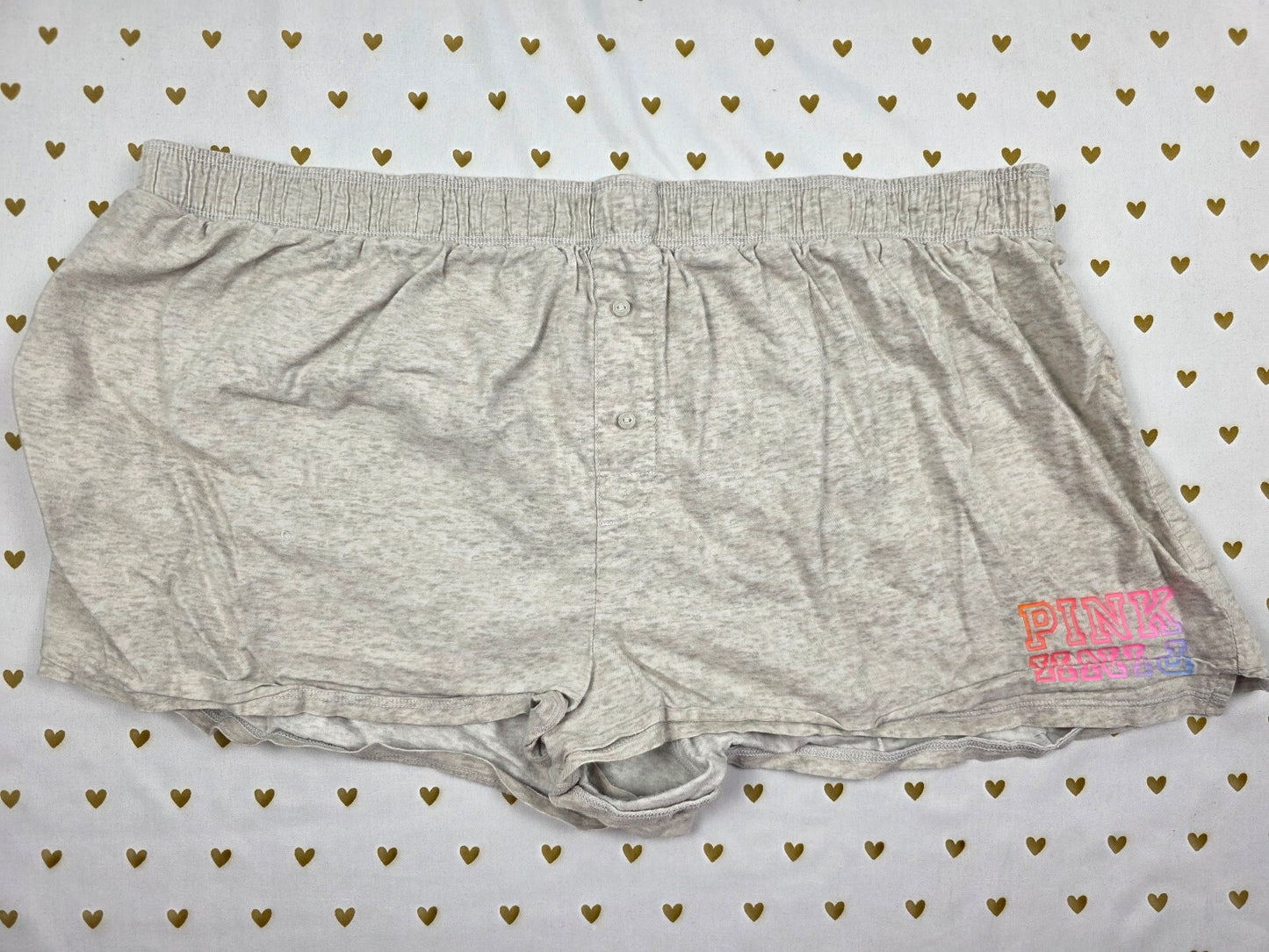 Victorias Secret PINK Grey Logo XL Sleep Shorts Boxers Pajama Bottoms
