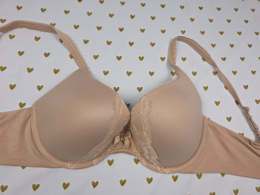 Victorias Secret Beige Underwire Padded Perfect Coverage Bra 32D