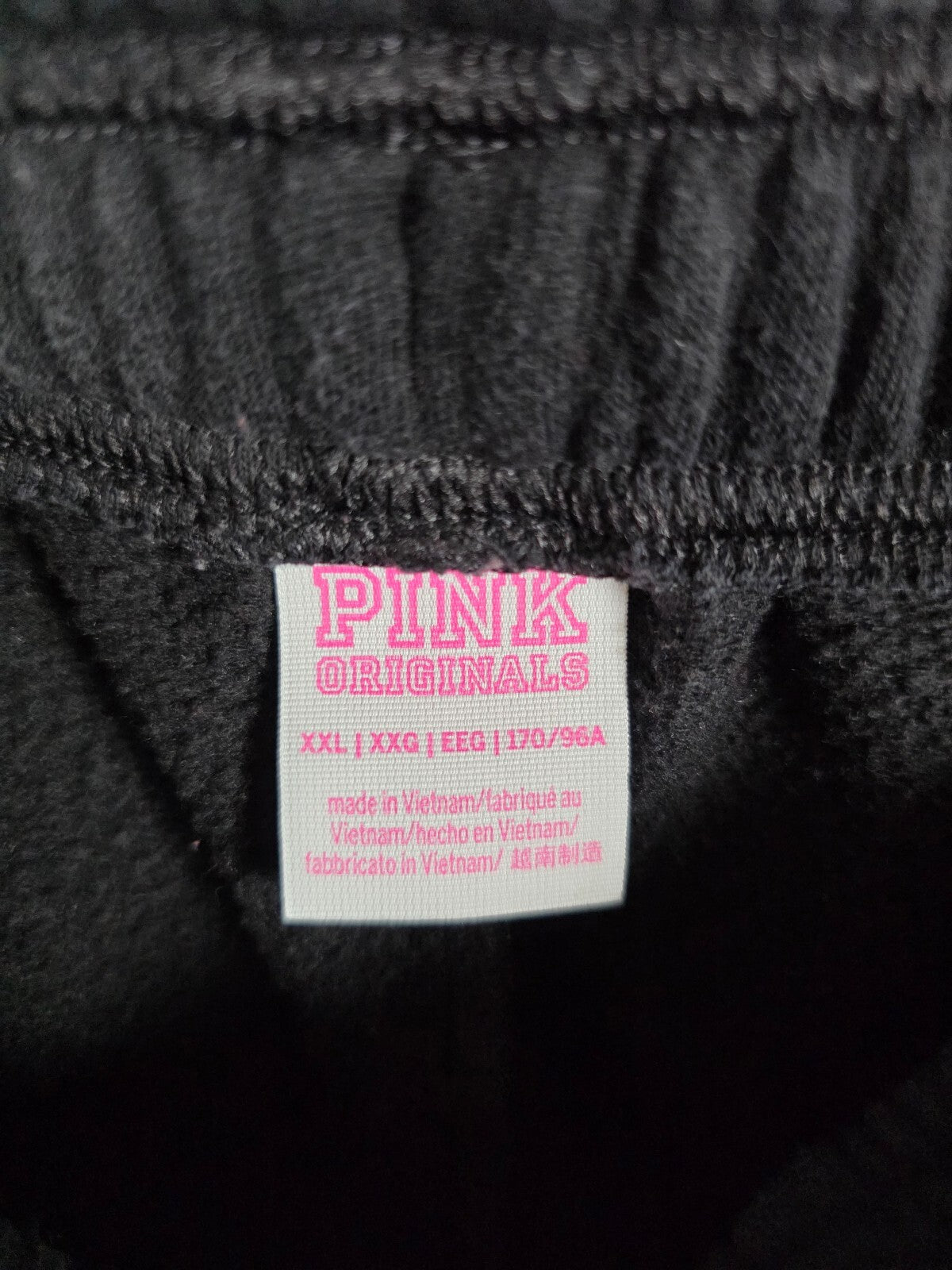 Victoria's Secret PINK LOVE Hoodie Jogger Set Black CAMPUS ORIGINALS XXL 2XL