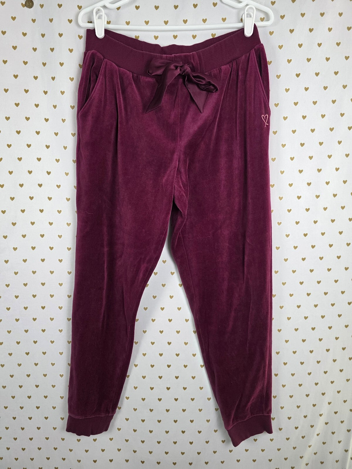 Victorias Secret Maroon Velour Open Back Set Sweats Large Set outfit