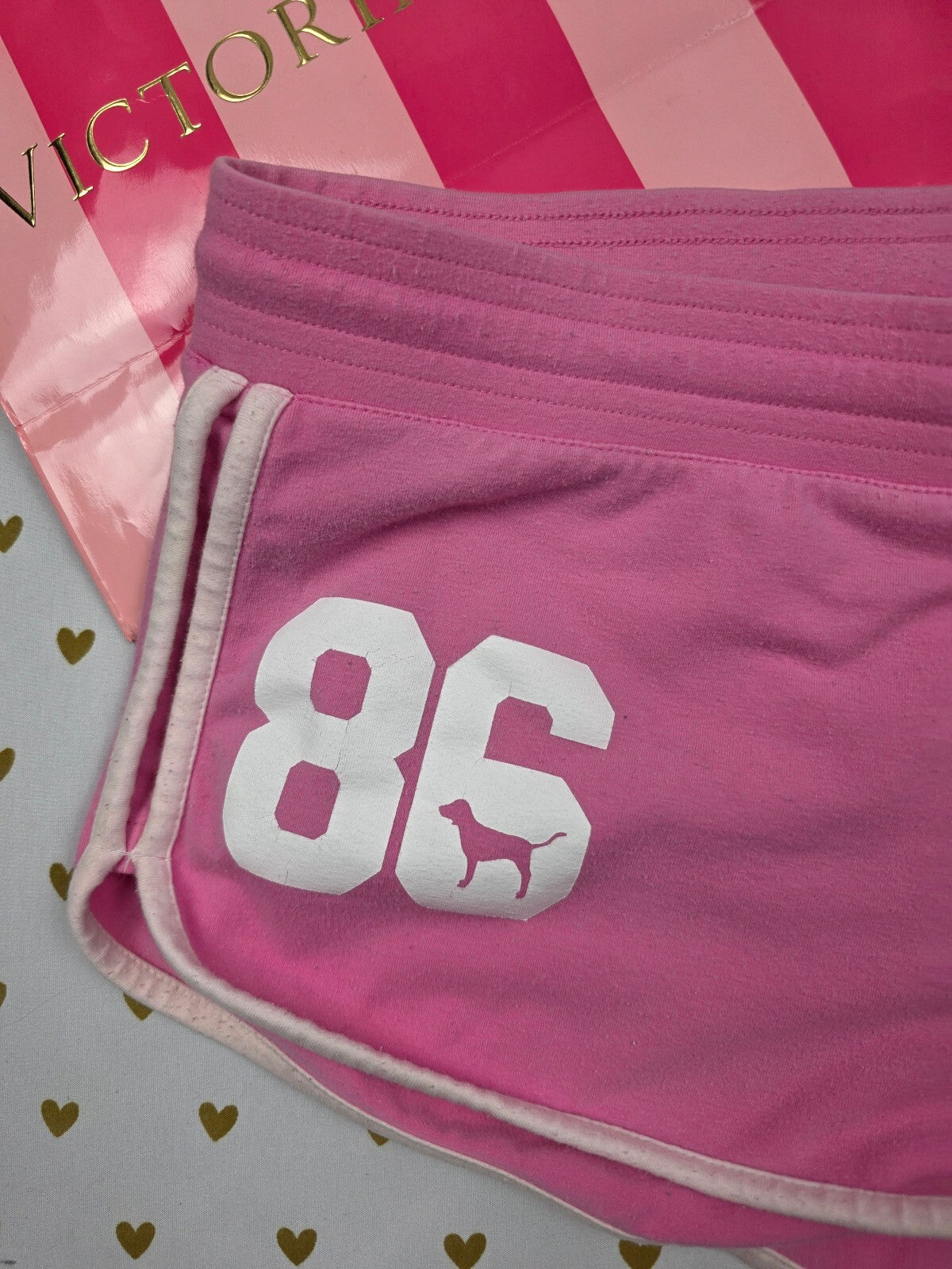 Vintage Y2K Victoria's Secret PINK 86 Dog Micro Mini Shorts M Pink