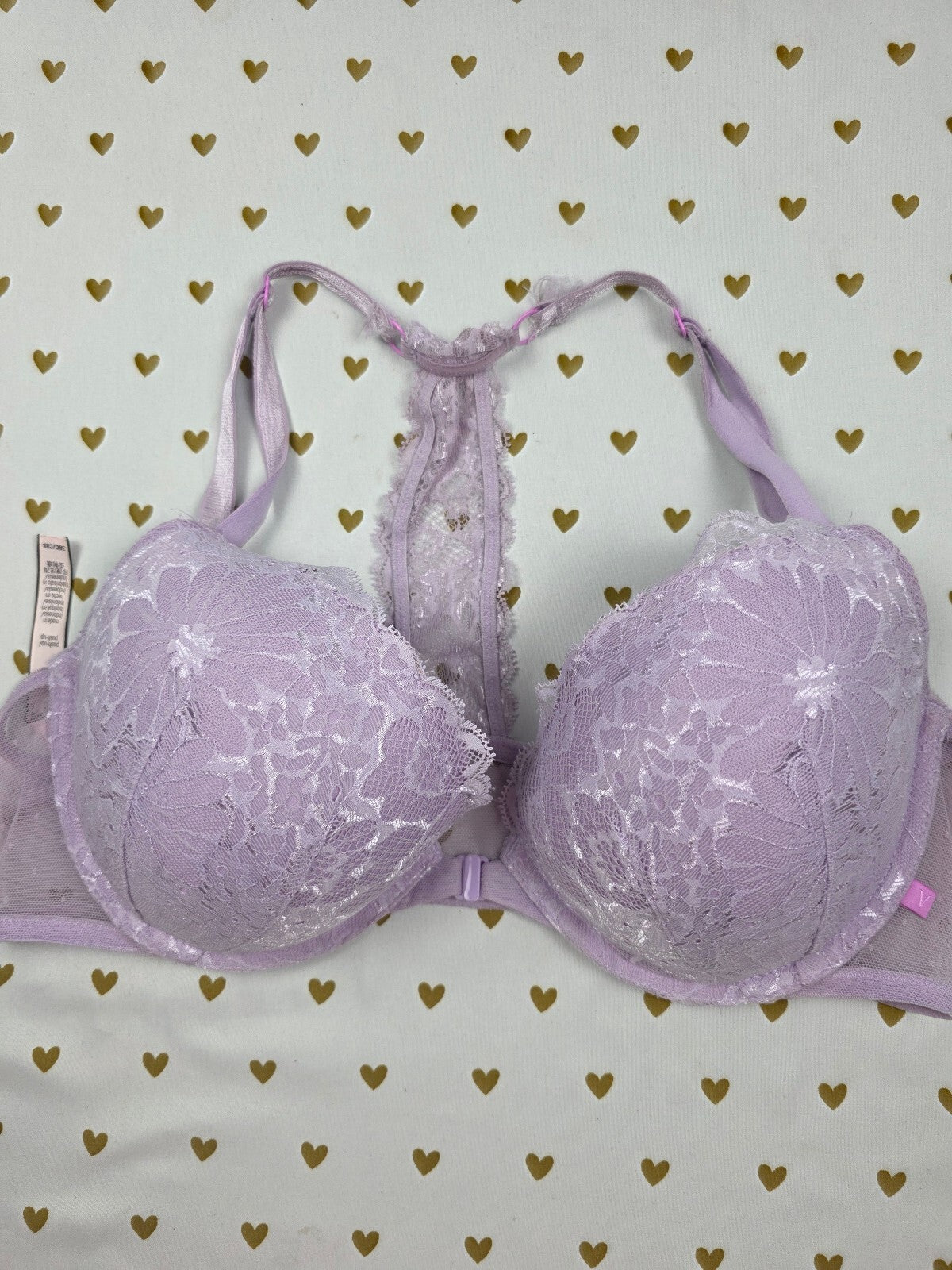 Victorias Secret Purple Front Close Racerback Bra Push Up 38C