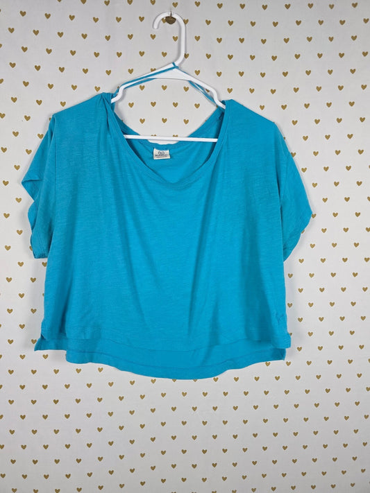 Victorias Secret PINK Vintage Blue Boxy Cropped Y2k Tee Shirt Oversized Xs