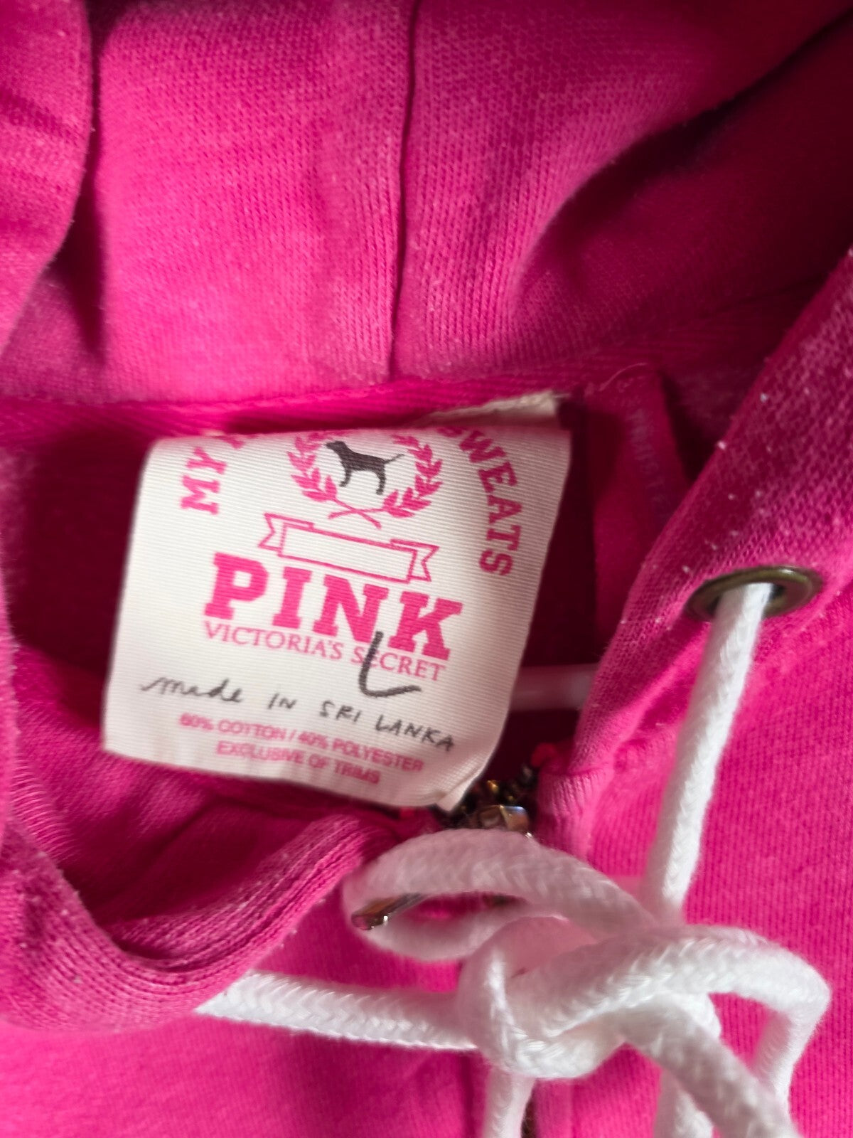 Vintage VS PINK Hoodie L University of Rhinestone Dog Y2K Bling Sequin Jacket