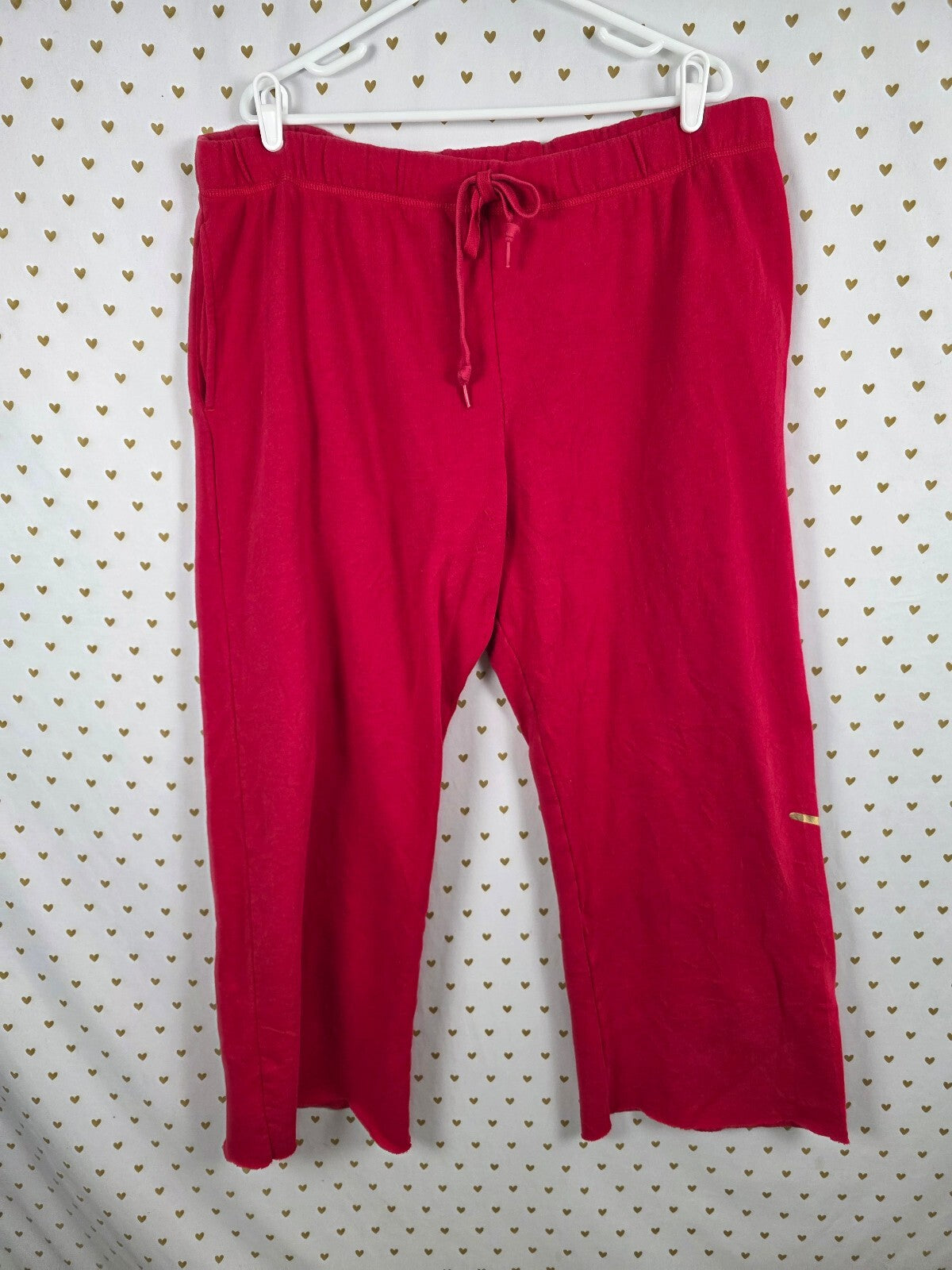 Victorias Secret PINK Red Gold Logo Flare Pocket Sweats 2XL XXL
