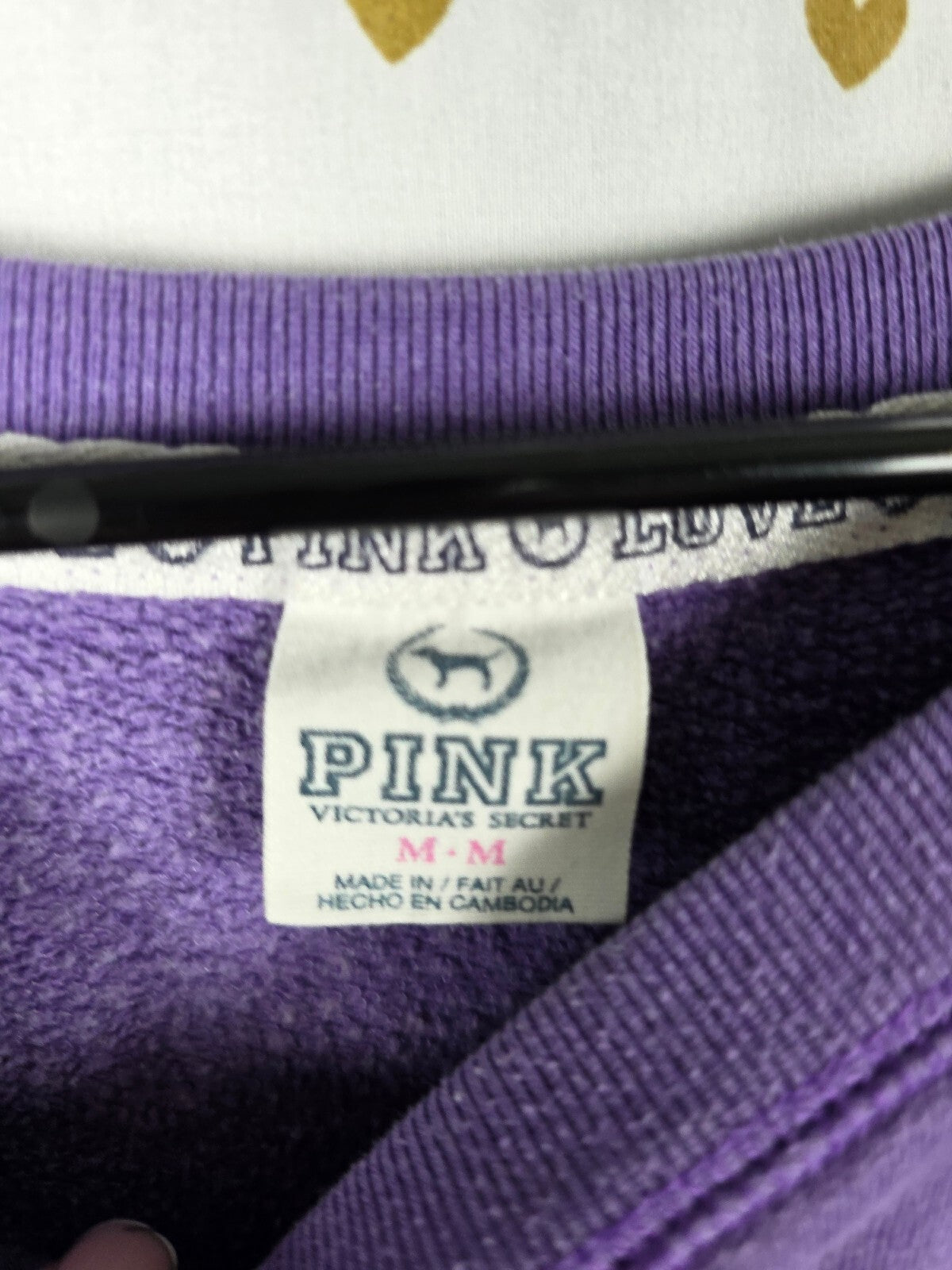 Victorias Secret Pink Vintage Logo Crew Sweater Shirt Purple Medium