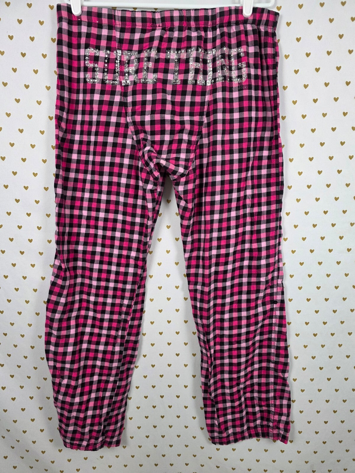 Victorias Secret Sleep Pants Pajama PINK SURE THING Diaper Butt Boyfriend L VTG
