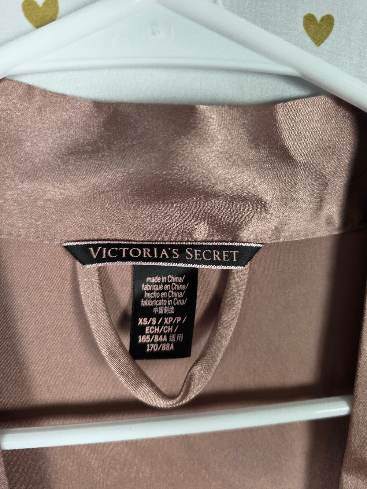 Victorias Secret Brown beige XS SMALL Satin Silky Robe Lounge Wrap Kimono