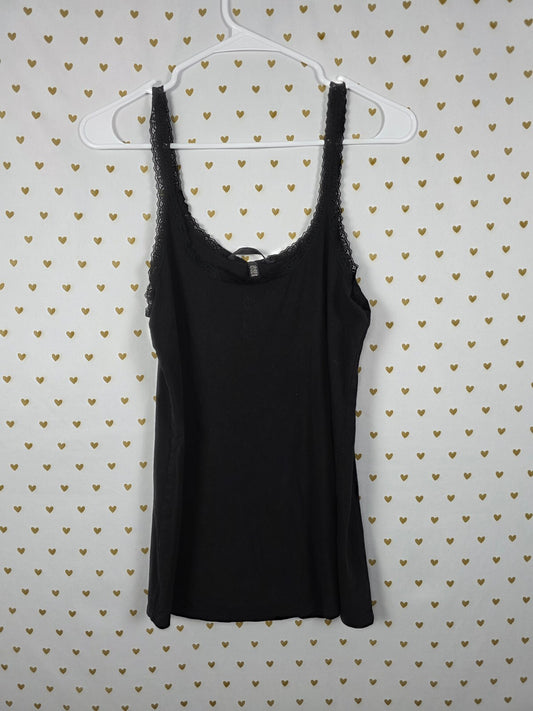 Victorias Secret Black Lace accent Cami tank Top MEDIUM