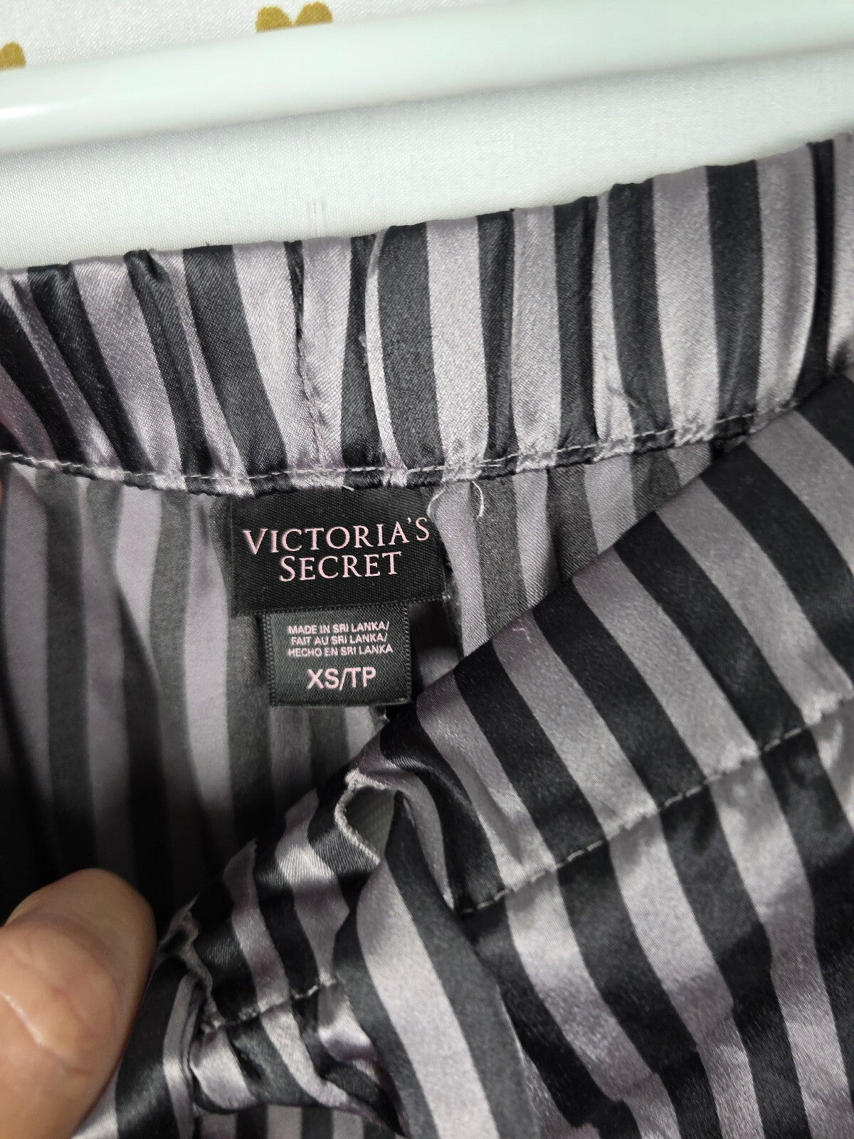 Victorias Secret Sleep SET 2pc Outfit Pajama Satin Striped Shirt Pants XS