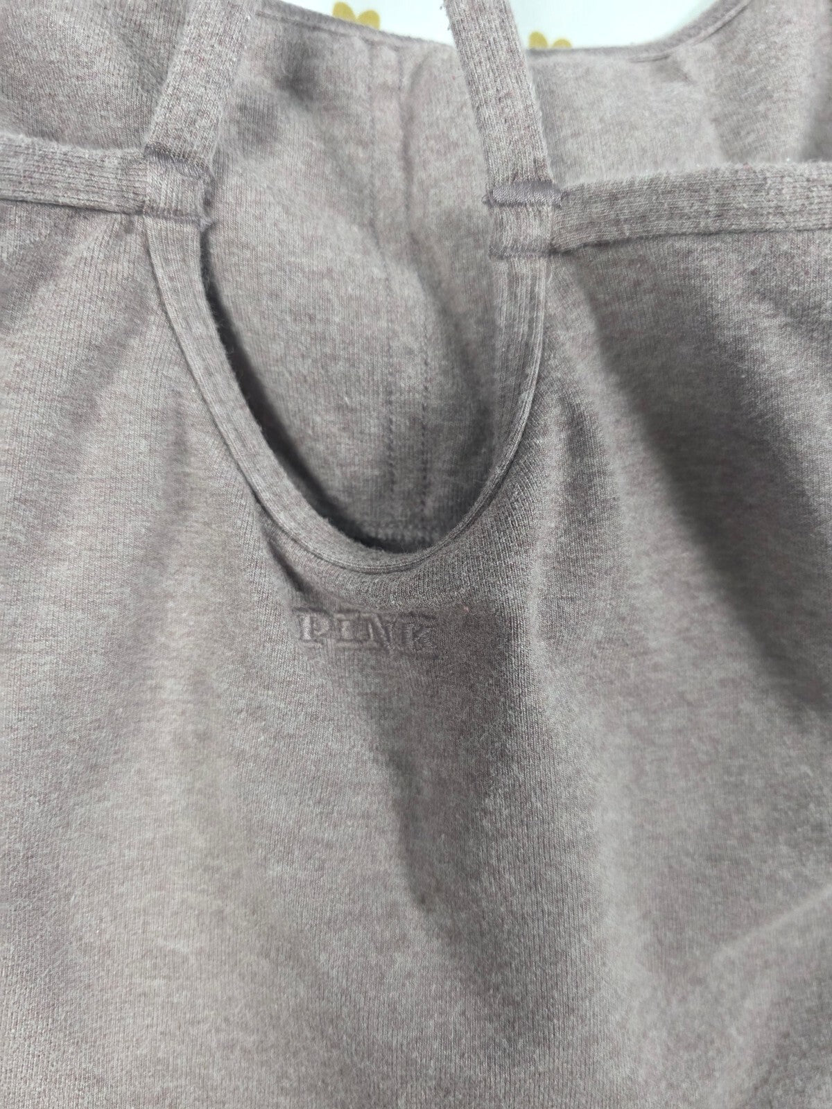 Victorias Secret PINK Shelf Bra Tank Top Racerback Grey SMALL
