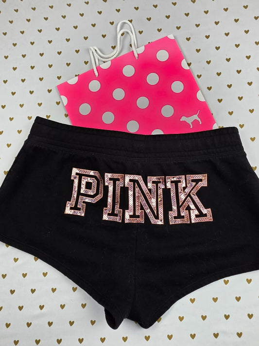 Victorias Secret PINK Bling Gold Sequined Sweat Shorts Large