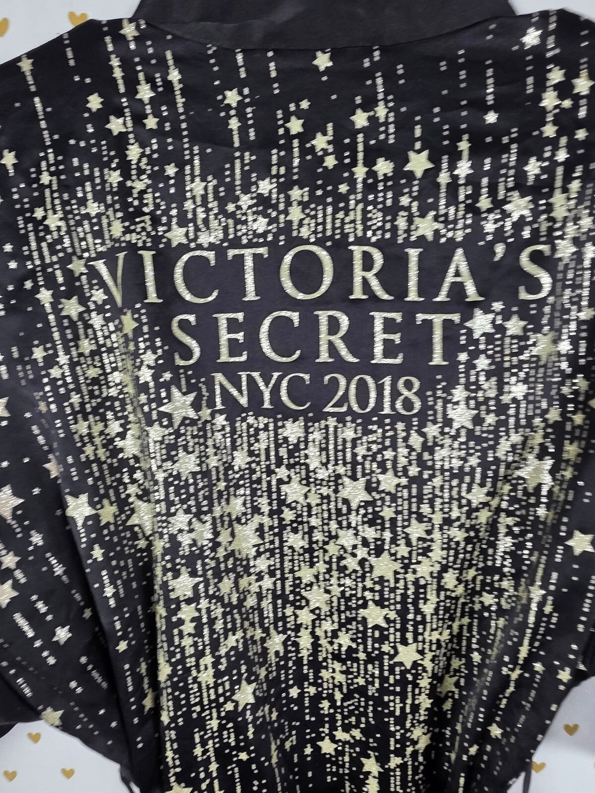 Victoria's Secret 2018 NYC Fashion Show Robe XS SMALL Black Satin BLING