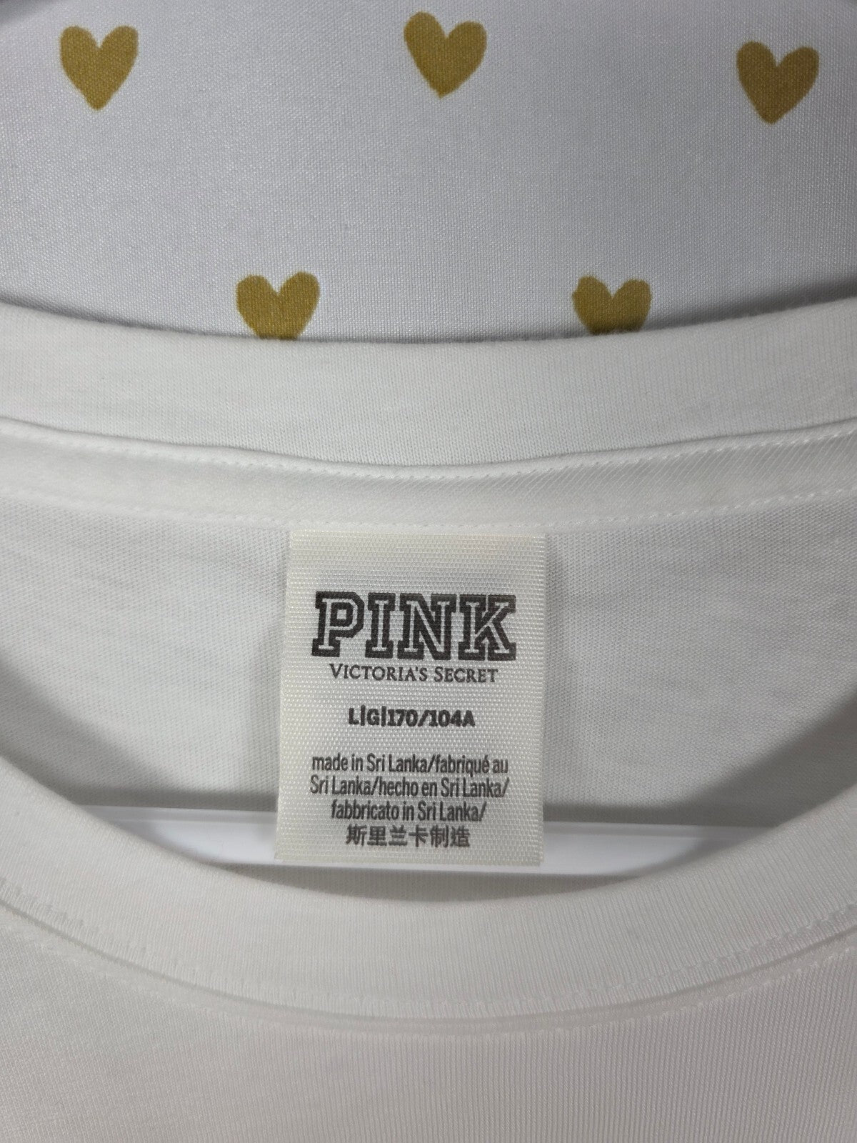 Victorias Secret PINK Long Sleeve Tee Shirt BLING Logo Glitter LARGE