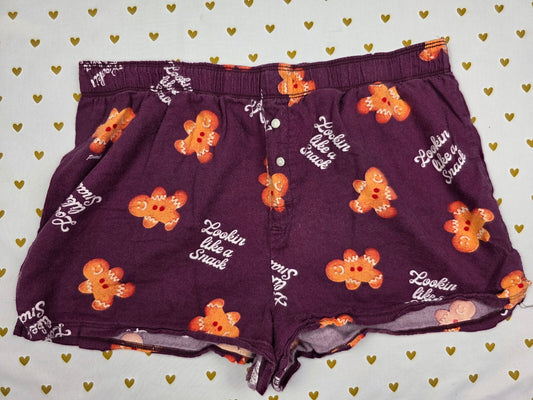 Victorias Secret PINK Gingerbread Man SMALL Sleep Shorts Boxers Pajama Bottoms