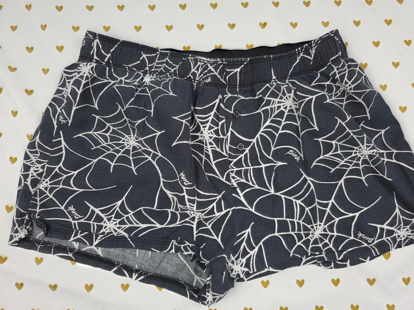 Victorias Secret PINK HALLOWEEN WEB XS SPIDER Sleep Shorts Boxers Pajama Bottoms