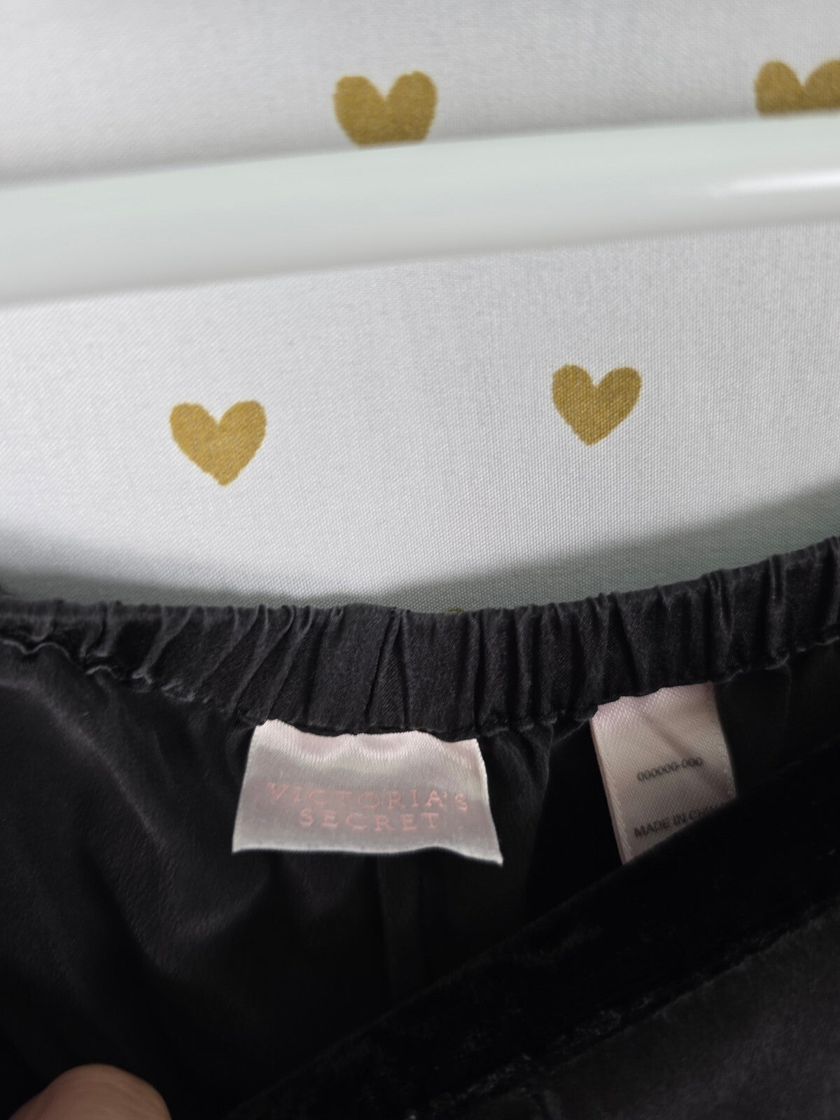 Vintage Victoria's Secret 2000 Black 100% Silk Velvet Trim Pajama Pants L