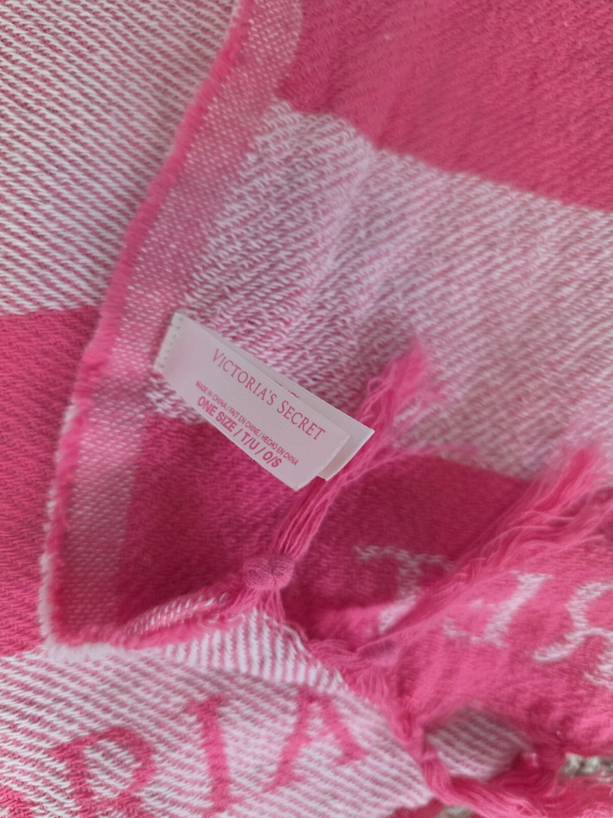 Victoria's Secret Pink Striped Fringe Beach Blanket Towel Throw 100% Cotton
