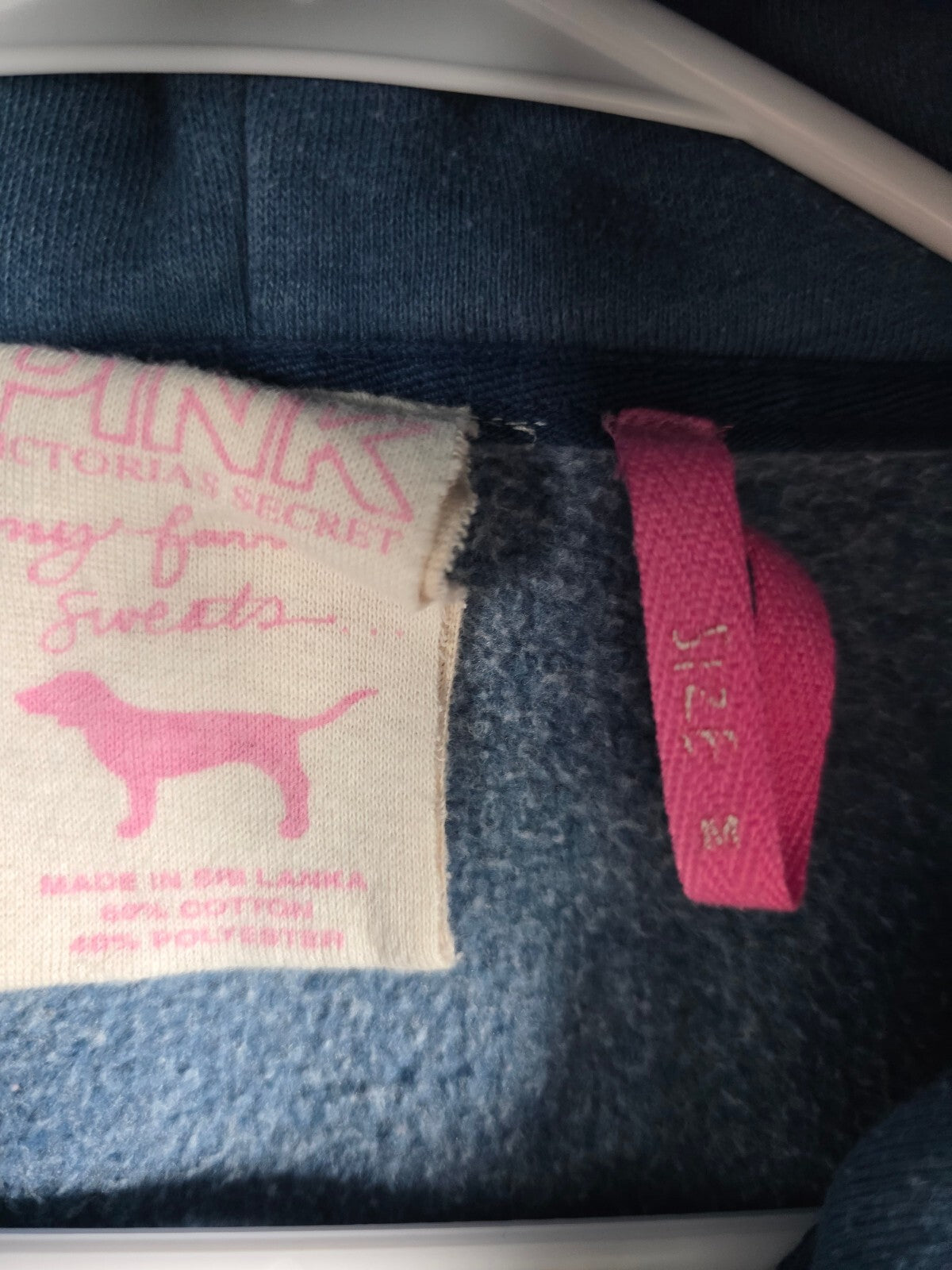 Victoria's Secret Royal PINK Vintage Blue Zip Up Hoodie Crown Dog Medium Y2k
