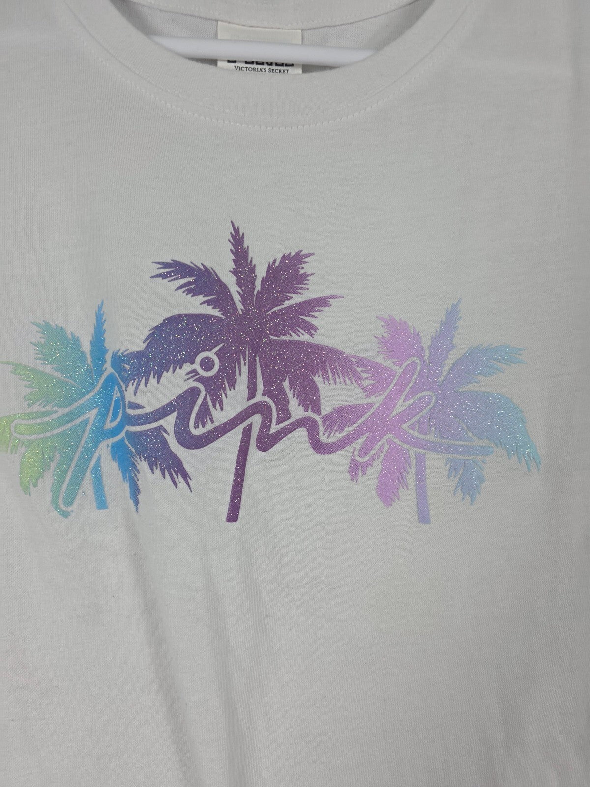 Victorias Secret PINK Glitter Palm Tee shirt Bike Shorts SET Xs 2pc