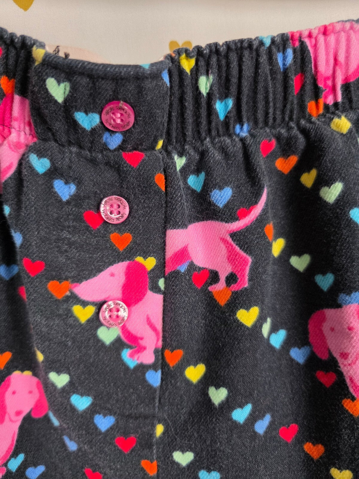 Victoria's Secret Vintage Dachshund Dog Hearts Pajama Set M 100% Cotton RARE