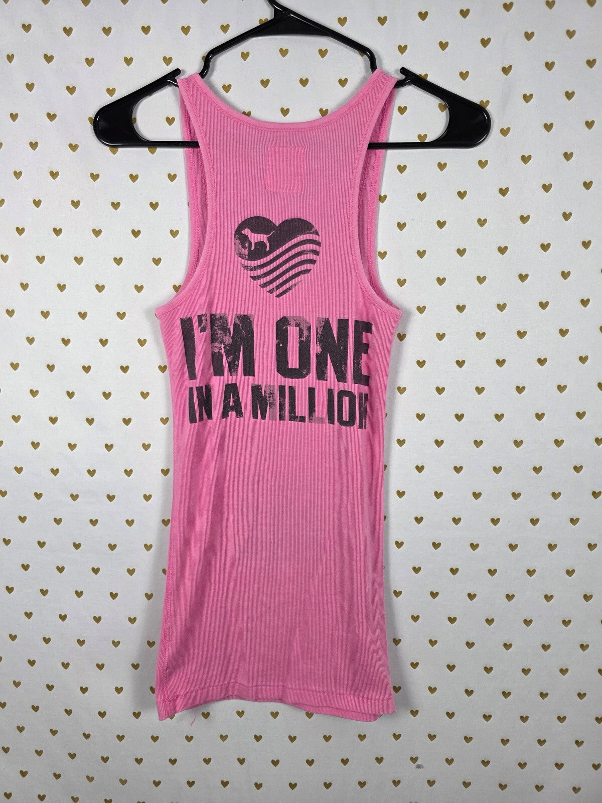 Victorias Secret PINK LIMITED RARE Kiss Me One In a Million TANK SMALL Ribbed