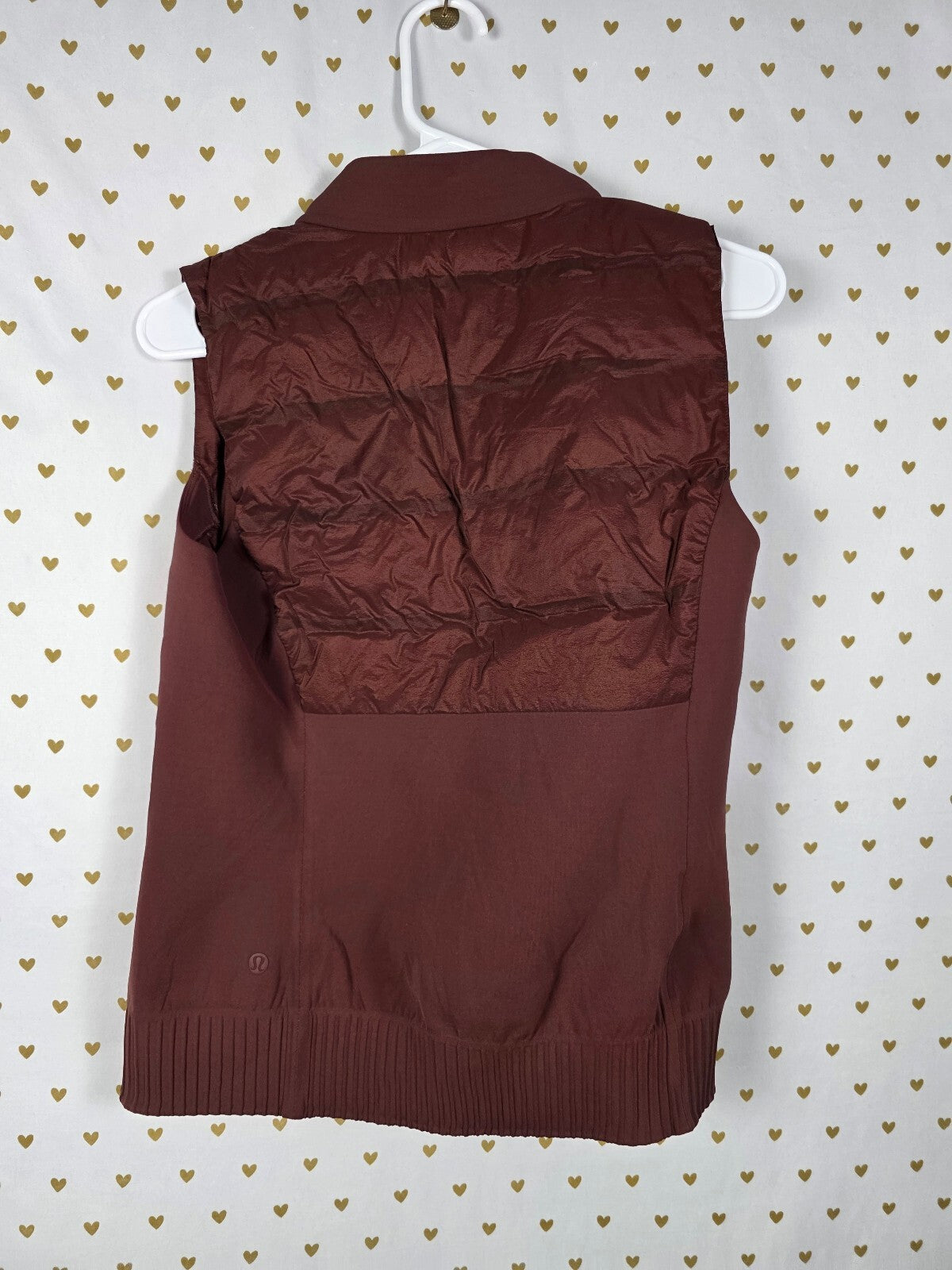 Lululemon Down For It All Vest Burgundy Goose Down Hybrid Zip Size 8