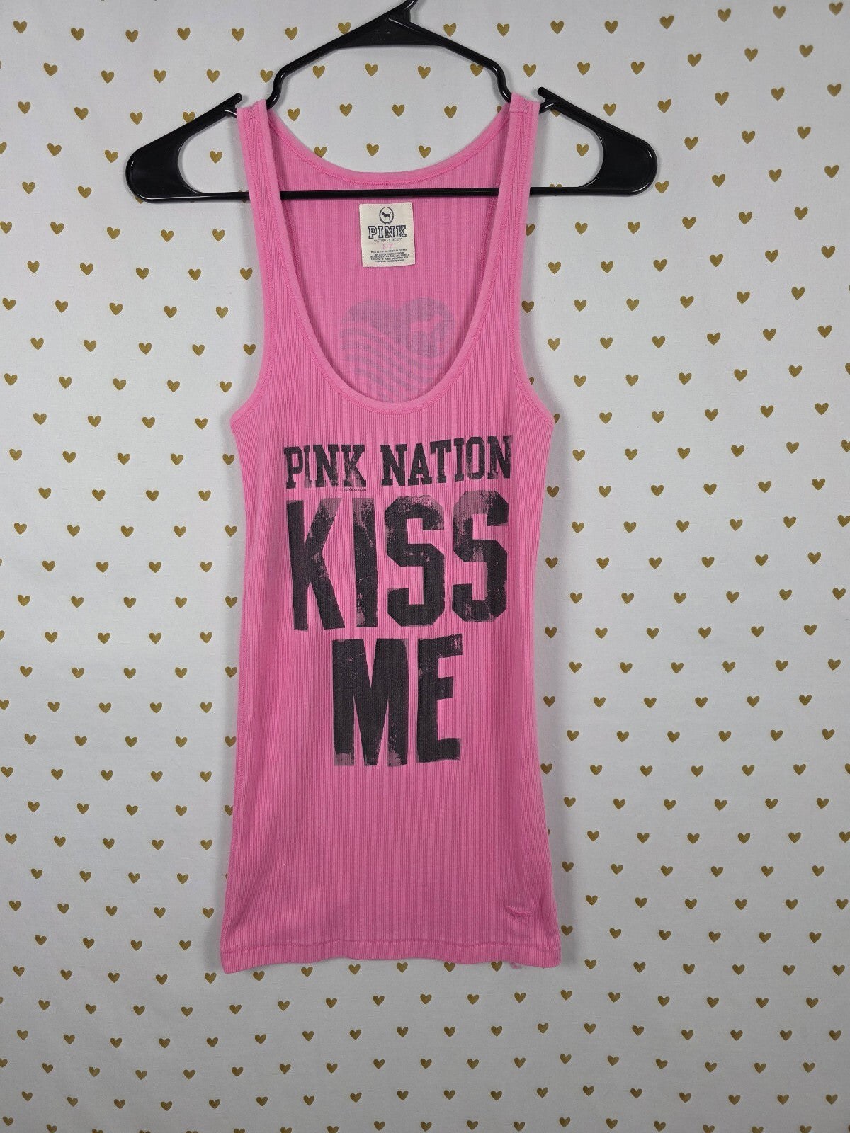 Victorias Secret PINK LIMITED RARE Kiss Me One In a Million TANK SMALL Ribbed