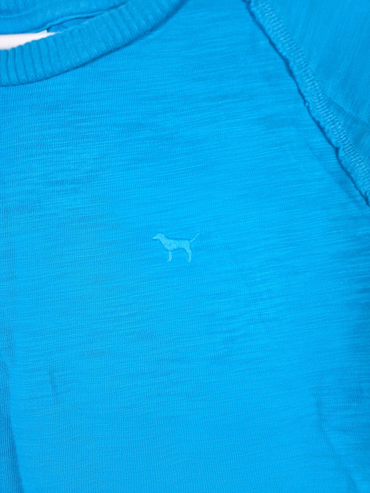 Victorias Secret PINK Boxy Cropped Blue Thick Shirt Tee MEDIUM