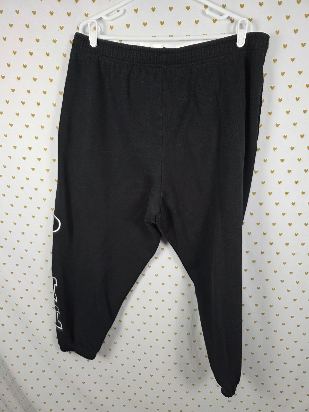 Victoria's Secret PINK Ivy Fleece Sweatshirt Sweatpants Set XXL Black Logo
