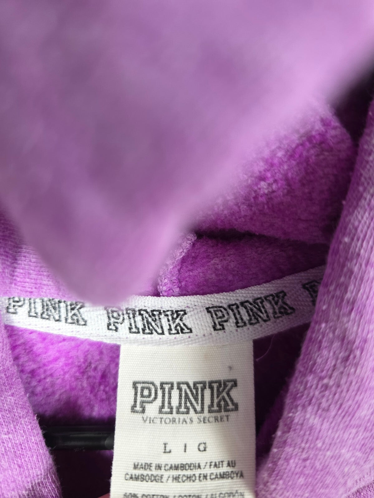 Victorias Secret Pink Purple Full Zip Hoodie jacket Dog Logo LARGE