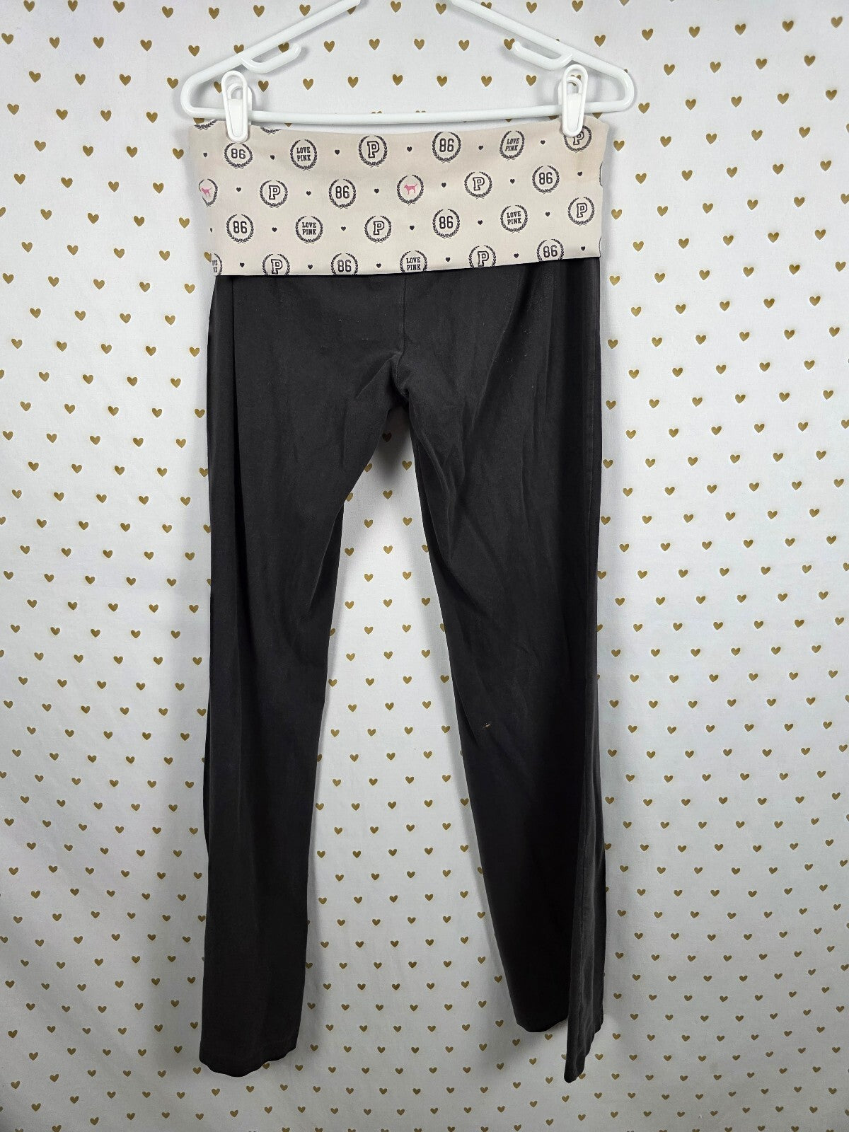 Victorias Secret PINK Crest Foldover Flare vintage Yoga Pants Y2k Large