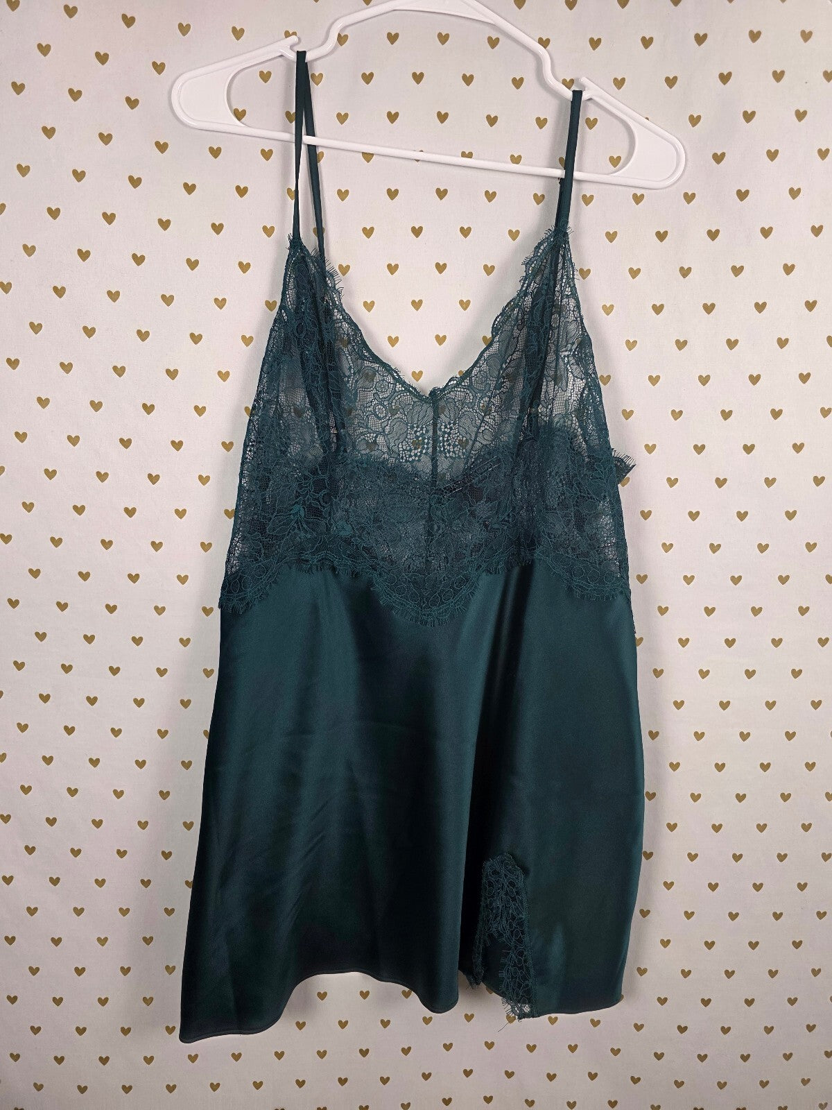 Victorias Secret Green Lace Satin Sheer Nightie Lingerie Slip Dress XL
