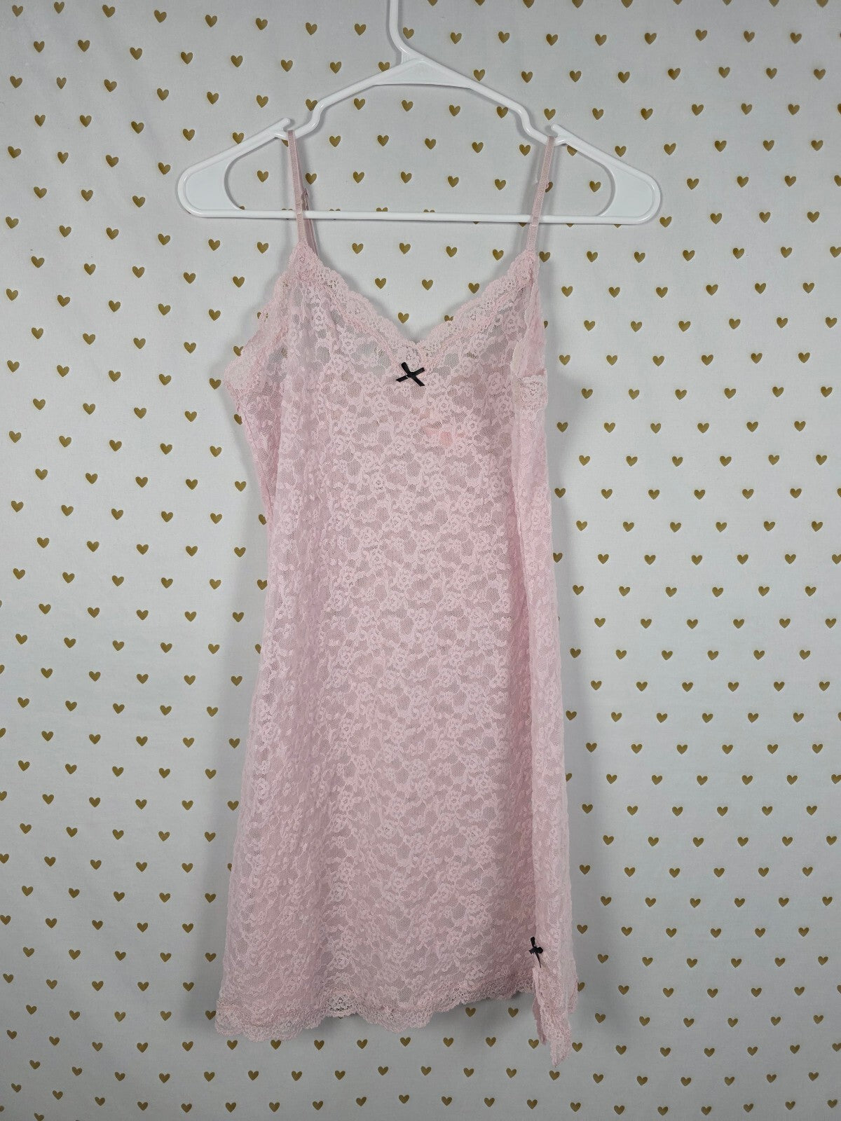 Victorias Secret Stretchy Light Pink Lace Nightie Lingerie slip dress MEDIUM