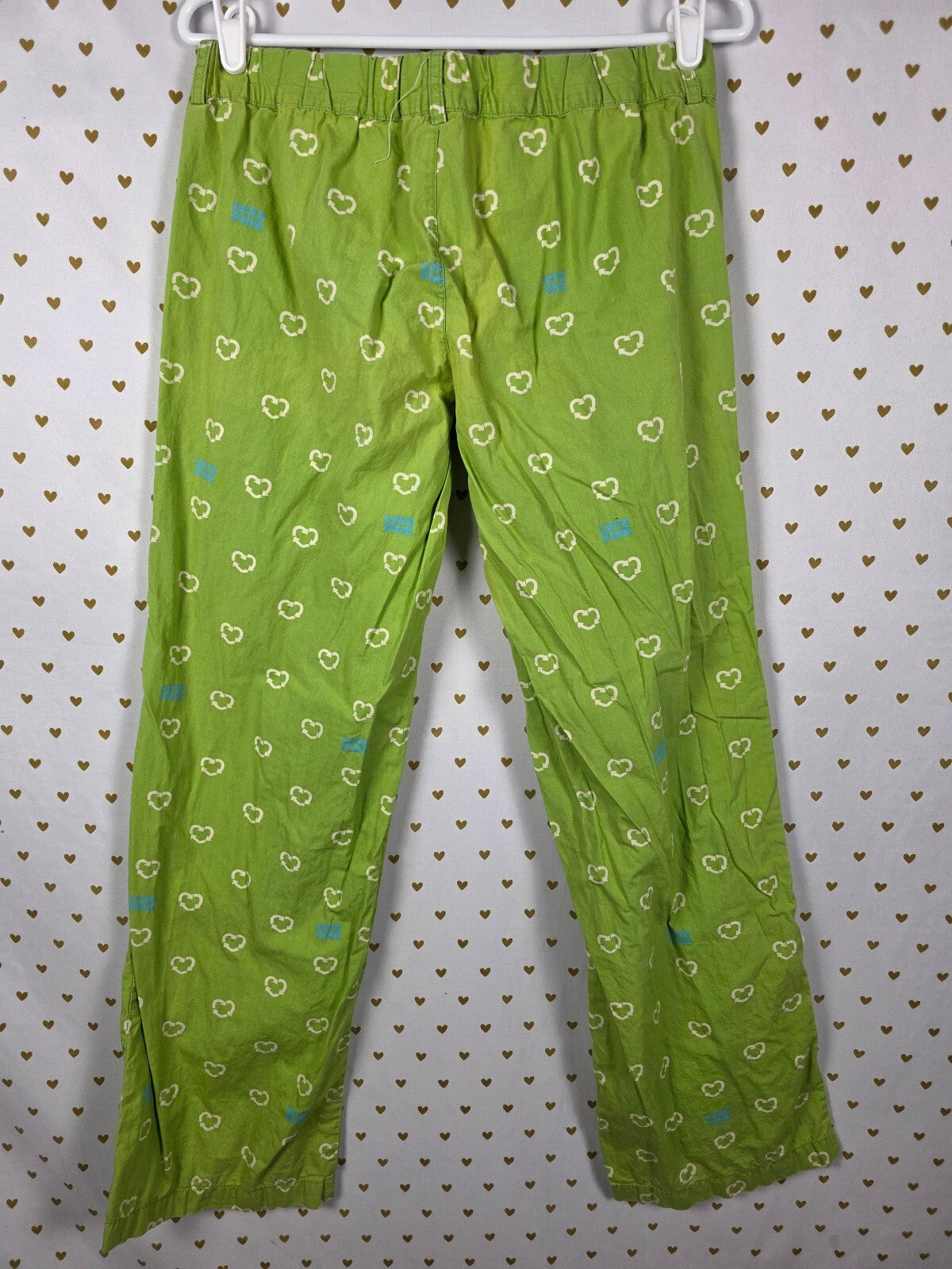Victoria's Secret PINK Green Heart Print Convertible Cargo Pants Roll Tab Sz S