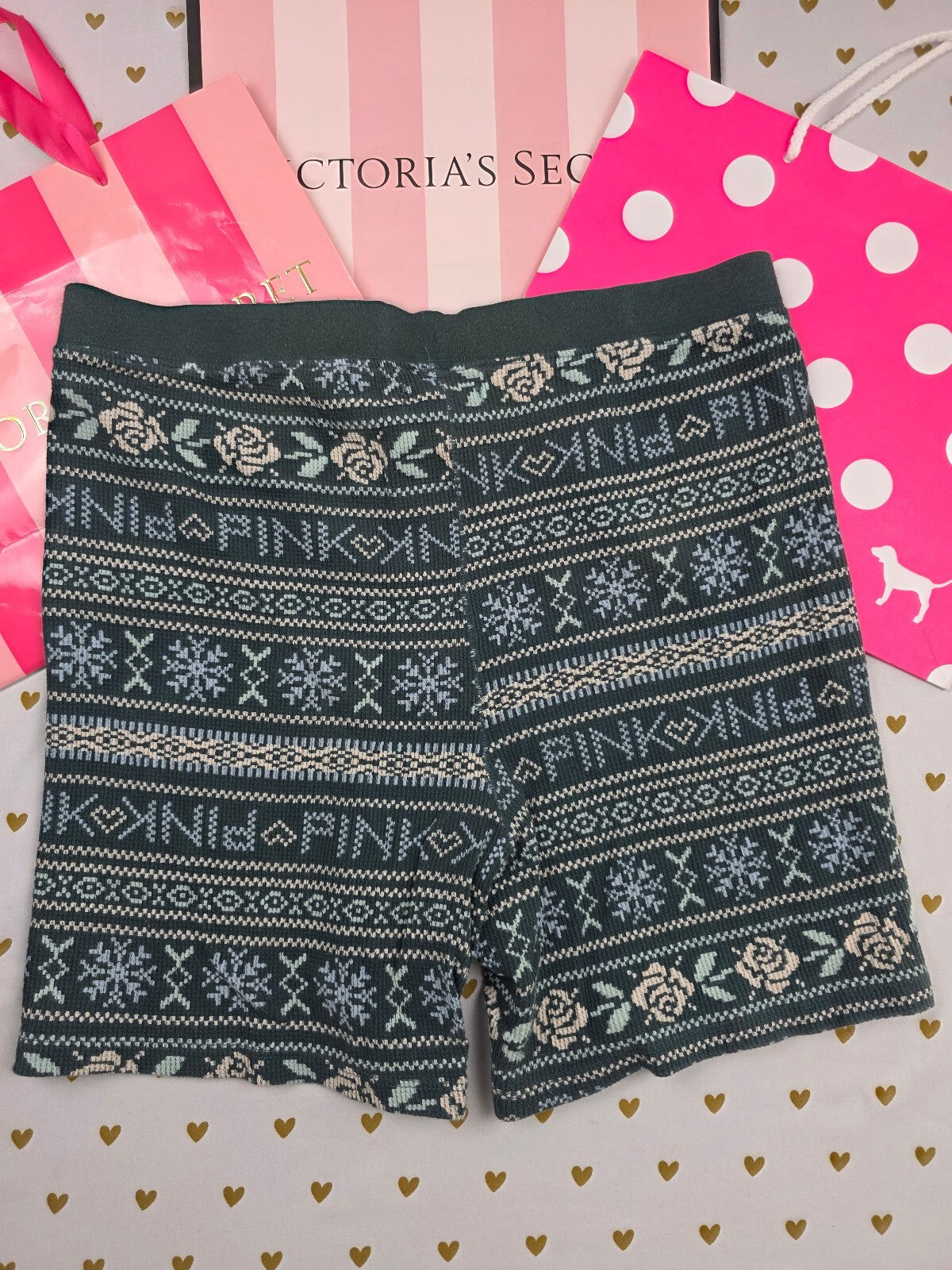 Victorias Secret PINK Thermal high Waist Med Sleep Shorts Boxers Pajama Bottoms