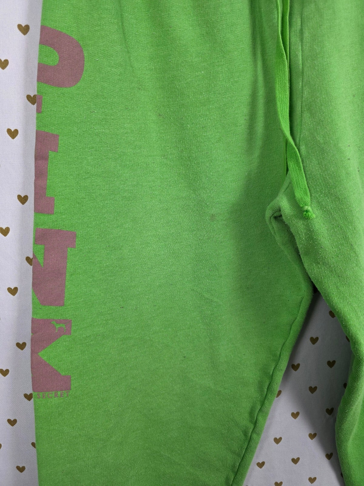 Victorias Secret PINK Vintage Green Logo Y2k Sweats Sweatpants Cotton Sm