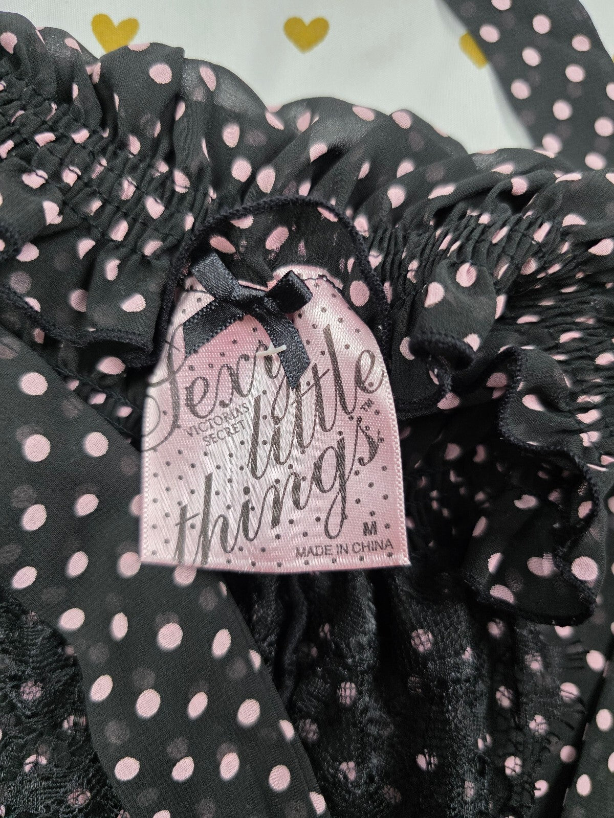 Victorias Secret Sexy Little Things Polka Dot Nightie Lingerie Lace Tie Dress M