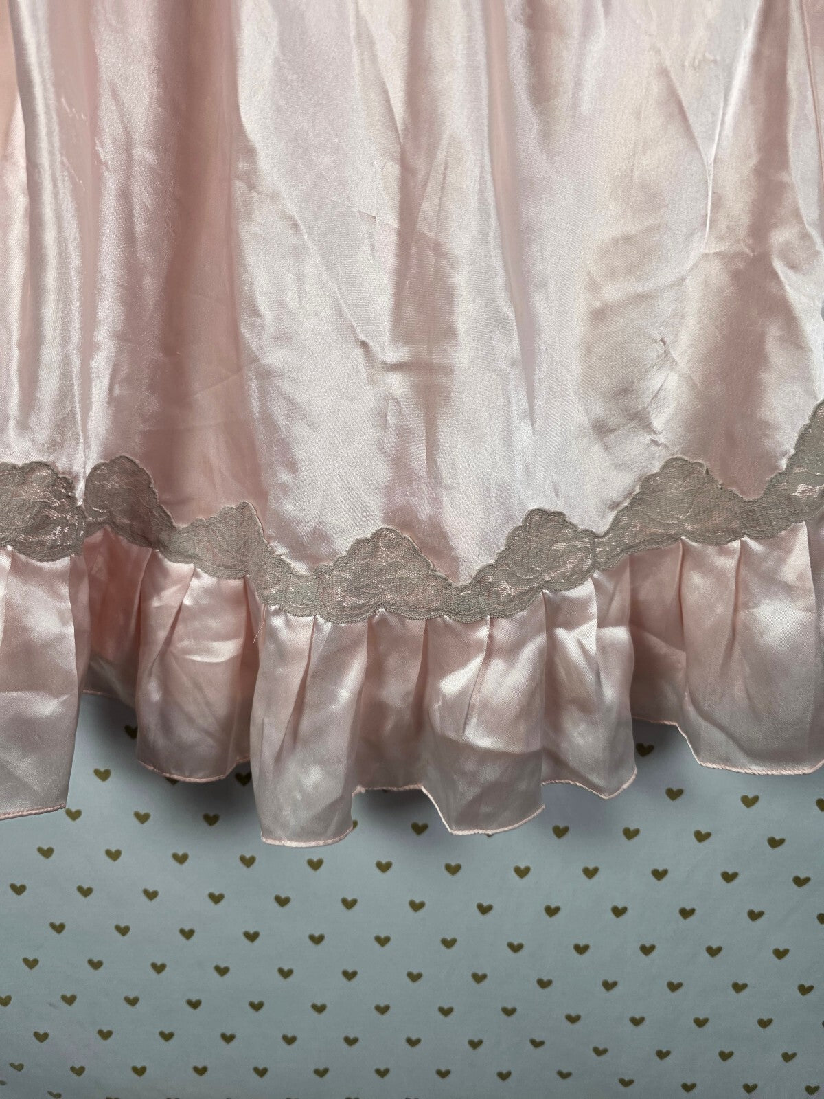 Vintage Victoria's Secret Satin Lace Ruffle Hem Slip Nightgown – L