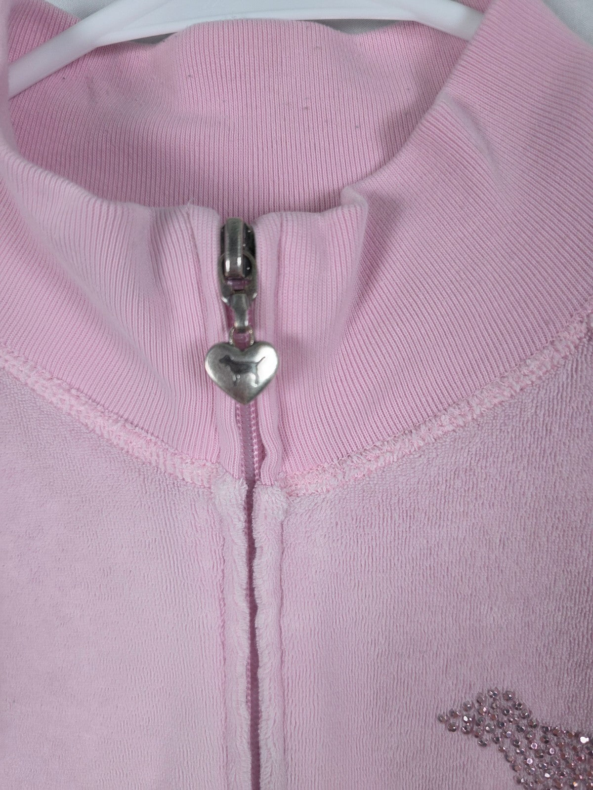 Victoria's Secret PINK Terry Crop Jacket Pink Rhinestone LOVE Full Zip MEDIUM