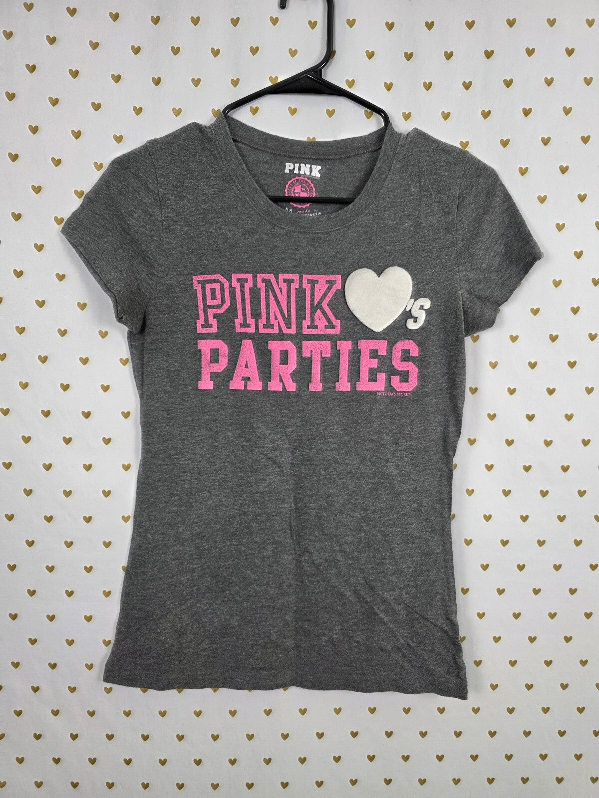 Victorias Secret PINK Vintage LOVES PARTIES Tee shirt Y2k Medium Cotton