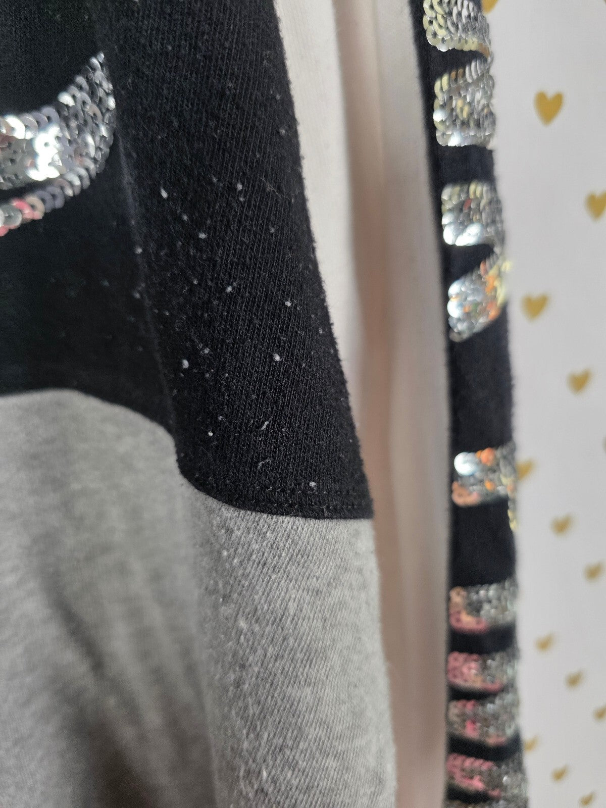 Victorias Secret PINK Bling Long Sleeve Sequined Colorblock Tee shirt Large