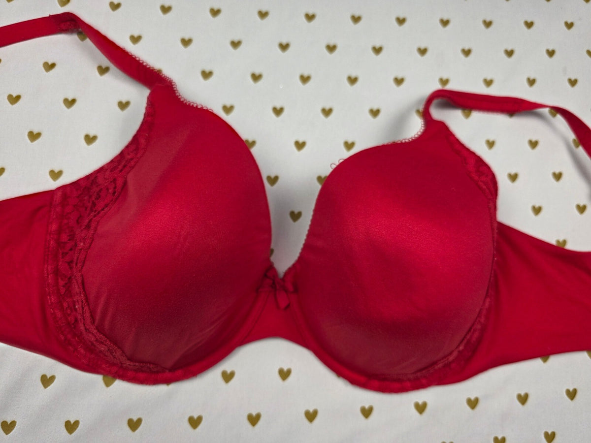 Victorias Secret Red Lined Perfect Coverage Bra 36DDD