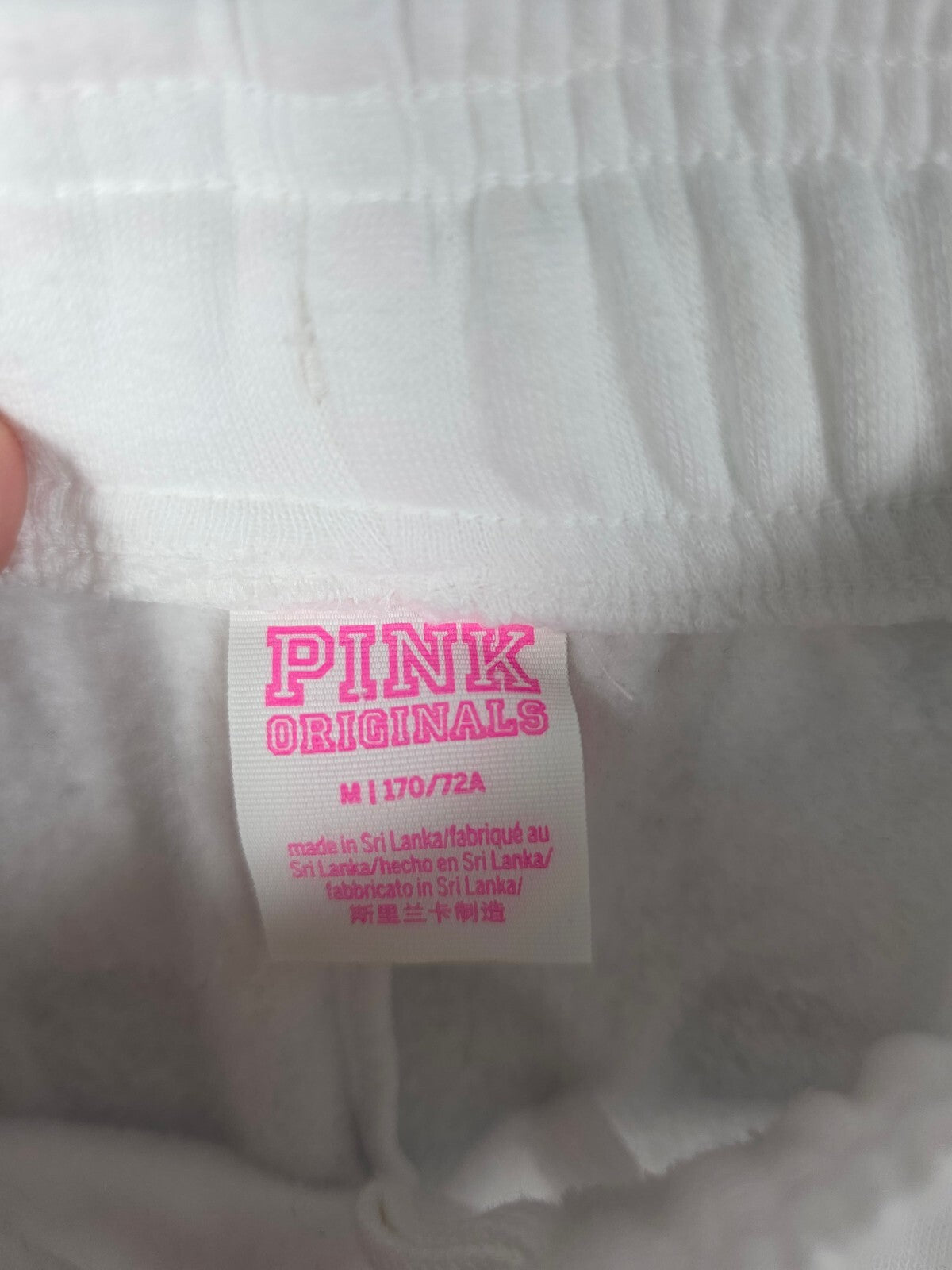 Victorias Secret PINK CAMPUS ORIGINALS Logo butt Glitter Sweats White  MED