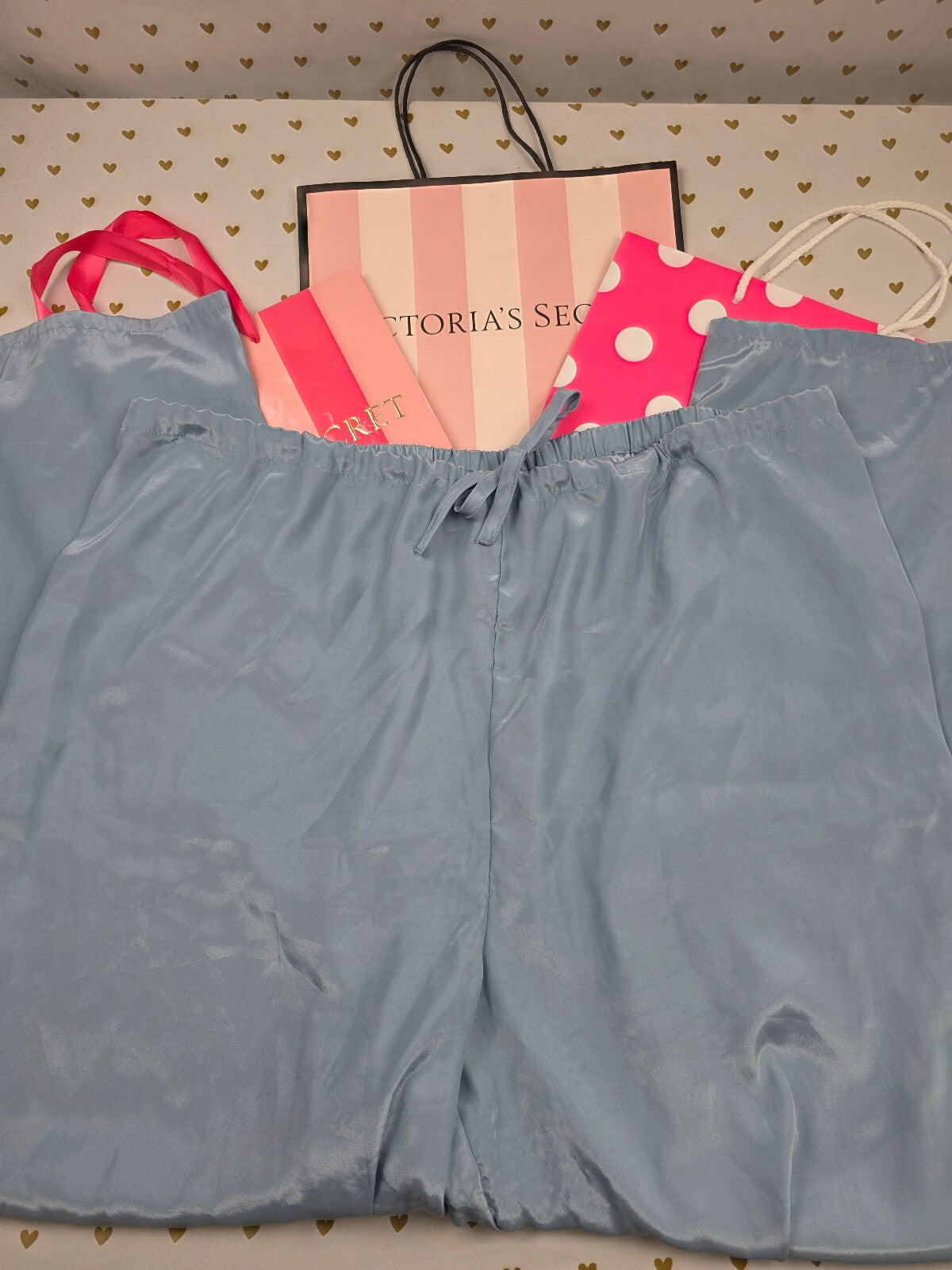 Victorias Secret Vintage Blue Heart Label XL Sleep Pants Pajama PJ Bottoms