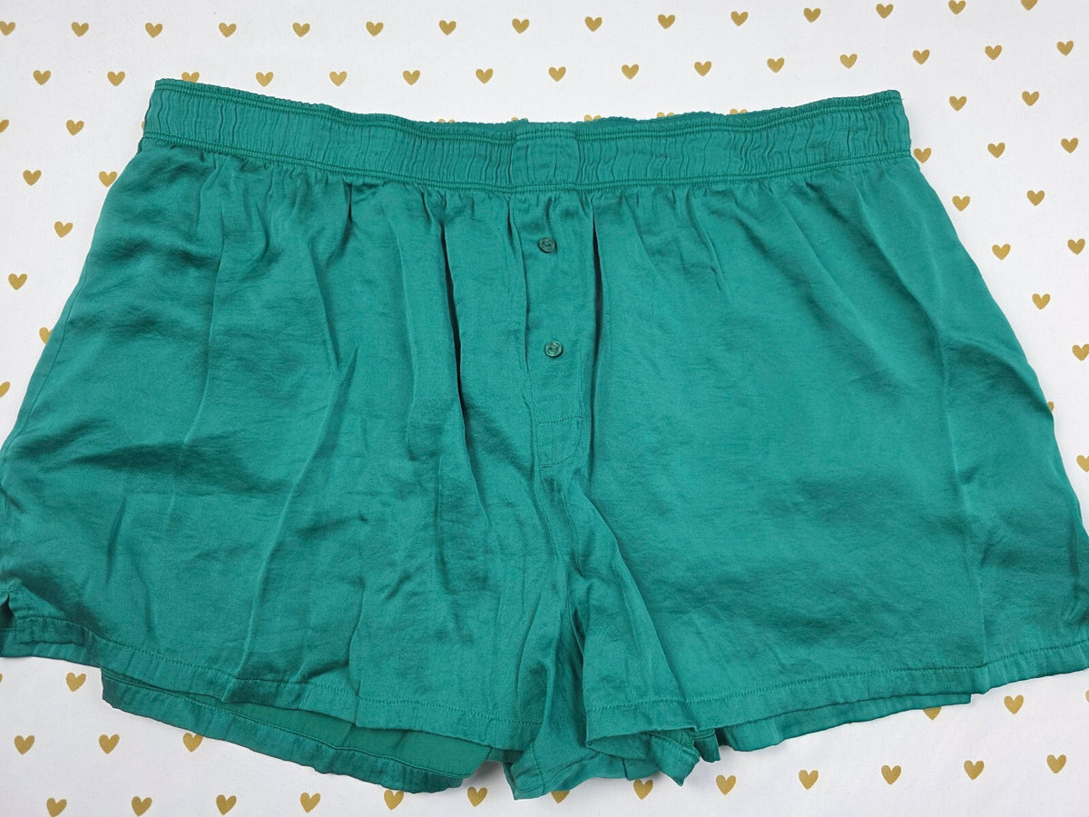 Victorias Secret PINK Green Silky XL Sleep Shorts Boxers Pajama Bottoms